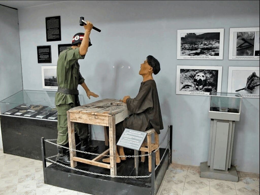 Documentary artifacts inside Phu Quoc Prison’s Exhibition House of Relics